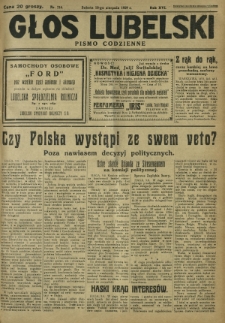 Głos Lubelski : pismo codzienne. R. 16, nr 216 (10 sierpnia 1929)