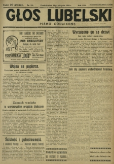 Głos Lubelski : pismo codzienne. R. 16, nr 225 (19 sierpnia 1929)