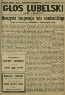 Głos Lubelski : pismo codzienne. R. 16, nr 295 (28 października 1929)