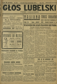 Głos Lubelski : pismo codzienne. R. 16, nr 298 (31 października 1929)