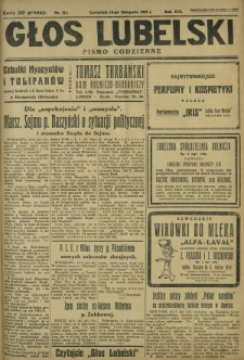 Głos Lubelski : pismo codzienne. R. 16, nr 311 (14 listopada 1929)