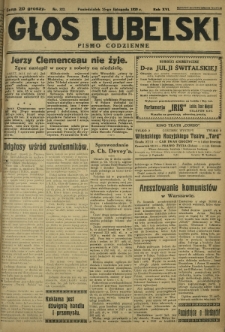 Głos Lubelski : pismo codzienne. R. 16, nr 322 (25 listopada 1929)