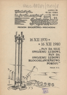 Biuletyn Informacyjny Międzyzakładowego Komitetu Założycielskiego Niezależnego Samorządnego Zwiazku Zawodowego "Solidarność" Region Środkowo-Wschodni Nr 8 (15 grudz. 1980)