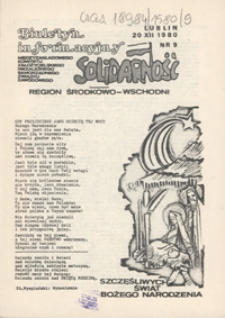 Biuletyn Informacyjny Międzyzakładowego Komitetu Założycielskiego Niezależnego Samorządnego Zwiazku Zawodowego "Solidarność" Region Środkowo-Wschodni Nr 9 (20 grudz. 1980)