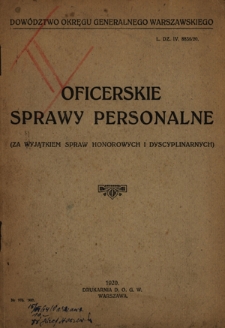 Oficerskie sprawy personalne : (za wyjątkiem spraw honorowych i dyscyplinarnych)