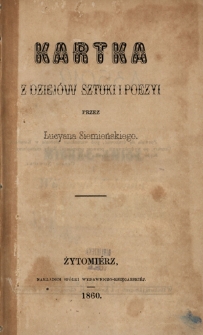 Kartka z dziejów sztuki i poezyi