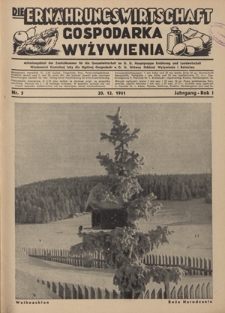 Die Ern&auml;hrungswirtschaft = Gospodarka Wyżywienia. Jg. 1, nr 5 (20.12.1941)