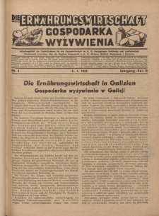 Die Ern&auml;hrungswirtschaft t = Gospodarka Wyżywienia. Jg. 2, nr 1 (5.01.1942)