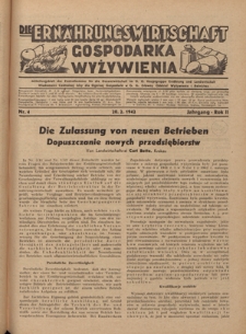 Die Ern&auml;hrungswirtschaft t = Gospodarka Wyżywienia. Jg. 2, nr 4 (20.02.1942)