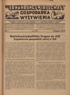 Die Ern&auml;hrungswirtschaft t = Gospodarka Wyżywienia. Jg. 2, nr 7 (5.04.1942)
