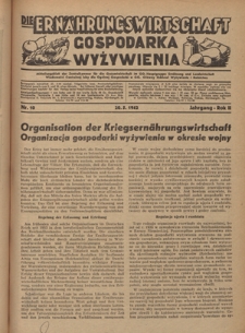 Die Ern&auml;hrungswirtschaft t = Gospodarka Wyżywienia. Jg. 2, nr 10 (20.05.1942)
