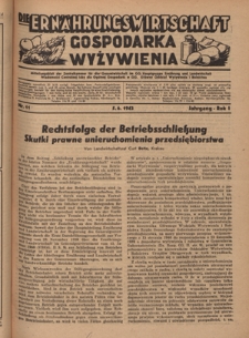 Die Ern&auml;hrungswirtschaft t = Gospodarka Wyżywienia. Jg. 2, nr 11 (5.06.1942)