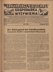 Die Ern&auml;hrungswirtschaft t = Gospodarka Wyżywienia. Jg. 2, nr 12 (20.05.1942)