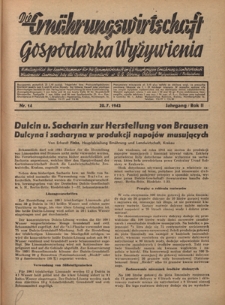 Die Ern&auml;hrungswirtschaft t = Gospodarka Wyżywienia. Jg. 2, nr 14 (20.07.1942)