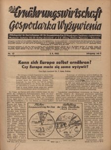 Die Ern&auml;hrungswirtschaft t = Gospodarka Wyżywienia. Jg. 2, nr 17 (5.09.1942)