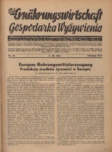 Die Ern&auml;hrungswirtschaft t = Gospodarka Wyżywienia. Jg. 2, nr 19 (5.10.1942)