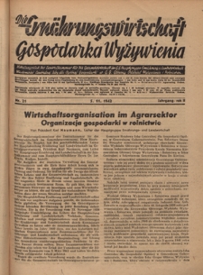 Die Ern&auml;hrungswirtschaft t = Gospodarka Wyżywienia. Jg. 2, nr 21 (5.11.1942)