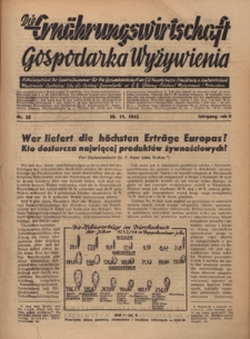 Die Ern&auml;hrungswirtschaft t = Gospodarka Wyżywienia. Jg. 2, nr 22 (20.11.1942)