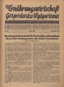 Die Ern&auml;hrungswirtschaft t = Gospodarka Wyżywienia. Jg. 2, nr 23 (5.12.1942)