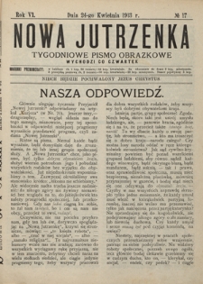 Nowa Jutrzenka : tygodniowe pismo obrazkowe R. 6, Nr 17 (24 kwietnia 1913)