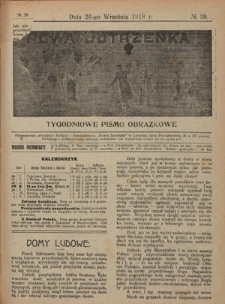 Nowa Jutrzenka : tygodniowe pismo obrazkowe R. 11, Nr 39 (26 września 1918)