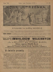 Nowa Jutrzenka : wychodzi na każdą niedzielę R. 12, Nr 22 (1 czerwca 1919)