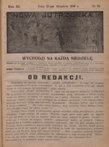 Nowa Jutrzenka : wychodzi na każdą niedzielę R. 12, Nr 51 (21 grudnia 1919)