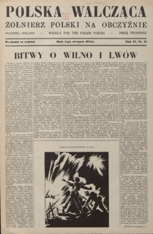 Polska Walcząca - Żołnierz Polski na Obczyźnie = Fighting Poland : weekly for the Polish Forces. R. 6, nr 31 (5 sierpnia 1944)