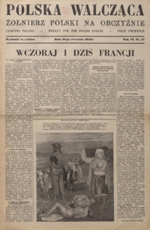 Polska Walcząca - Żołnierz Polski na Obczyźnie = Fighting Poland : weekly for the Polish Forces. R. 6, nr 37 (16 września 1944)