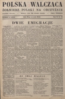 Polska Walcząca - Żołnierz Polski na Obczyźnie = Fighting Poland : weekly for the Polish Forces. R. 6, nr 39 (30 września 1944)