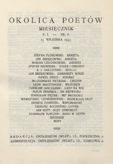 Okolica Poetów : miesięcznik R. 1, Nr 6 (15 września 1935)