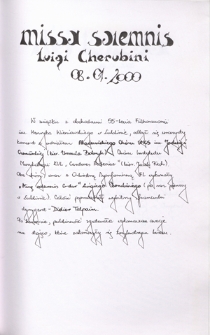 Missa solemnis - Luigi Cherubini, 8.01.2000