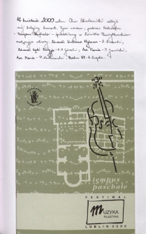 Tempus Paschale : Festiwal Lublin 2000 : [koncert w kościele powizytkowskim, 16.04.2000 r.]