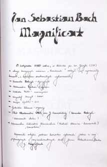 Jan Sebstian Bach - Magnificat : [jubileuszowy koncert symfoniczny z okazji 2000-lecia chrześcijaństwa, 19.11.2000 r.]