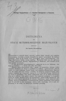 Instrukcya dla stacyj meteorologicznych niezupełnych