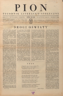Pion : tygodnik literacko-społeczny R. 4, Nr 7=124 (15 lutego 1936)