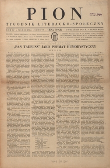 Pion : tygodnik literacko-społeczny R. 4, nr 36=153 (5 września 1936)