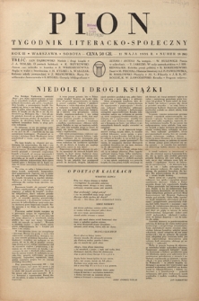 Pion : tygodnik literacko-społeczny R. 3, Nr 19=84 (11 maja 1935)