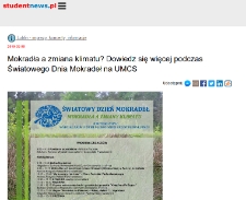 O Światowym Dniu Mokradeł 2019 w UMCS na portalu StudentNews