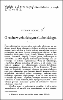 O ruchu wychodźczym z Lubelskiego