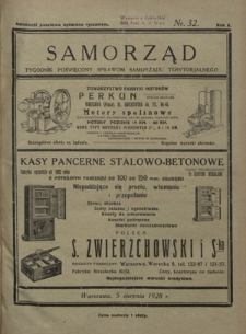 Samorząd : tygodnik poświęcony sprawom samorządu terytorialnego. R. 10, nr 32 (5 sierpnia 1928)