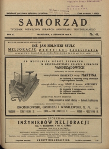 Samorząd : tygodnik poświęcony sprawom samorządu terytorialnego. R. 11, nr 44 (3 listopada 1929)