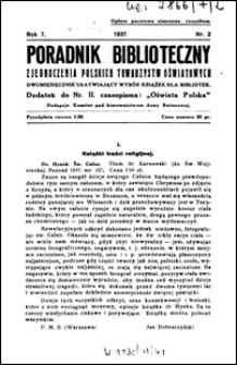 Poradnik Bibljoteczny Zjednoczenia Polskich Towarzystw Oświatowych : miesięcznik ułatwiający wybór książek dla bibljotek : dodatek do czasopisma "Oświata Polska" R. 7, nr 2 (1937)