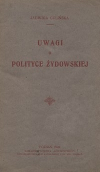Uwagi o polityce żydowskiej