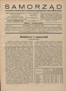 Samorząd : tygodnik poświęcony sprawom samorządu terytorialnego. R. 20, nr 52 (29 grudnia 1938)