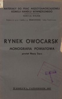 Monografia produkcji sadowniczej i handlu owocarskiego na obszarze powiatu nowo sądeckiego