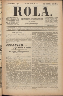 Rola : pismo tygodniowe, społeczno-literackie R. 22, nr 28 (26 czerwca/9 lipca)