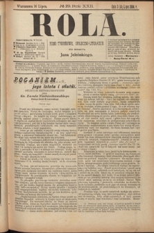 Rola : pismo tygodniowe, społeczno-literackie. R. 22, nr 29 (3/16 lipca1904)