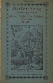 Kalendarz Ewangelicko-Polski dla Mazur, Szląska i dla Kaszubów na Rok zwyczajny 1890