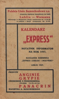 Kalendarz "Express" : notatnik, informator na Rok 1937